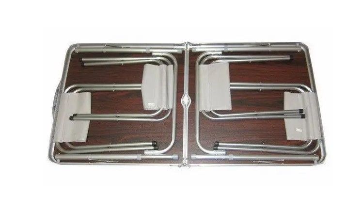 Стол складной с 4 стульями и отверстием для зонта 120 см раскладной садовый