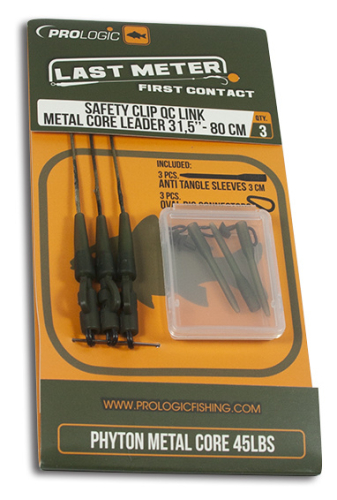 Оснастка карповая Prologic Safety Clip QC Swivel Metal Core Leader 80см 45 lbs 3шт