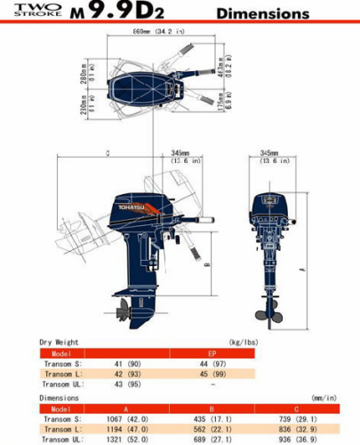 Човновий мотор Tohatsu M9.9D2 S