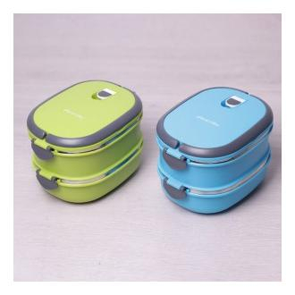 Ланч-бокс пластиковий з залізної колбою 3 секції 2,7 Л